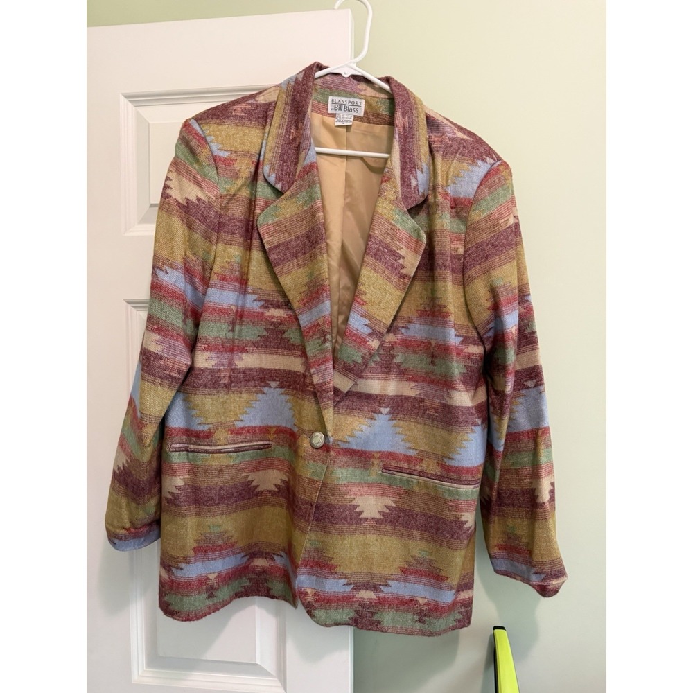 Vintage Bill Blast Aztec Southwestern Blazer Size Large